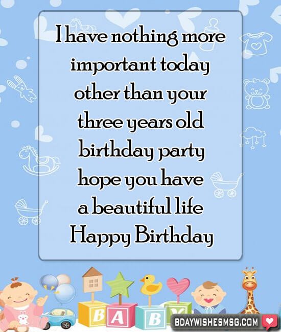 Best Happy 3rd Birthday Wishes - BdayWishesMsg